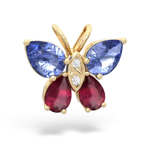 tanzanite-ruby butterfly pendant