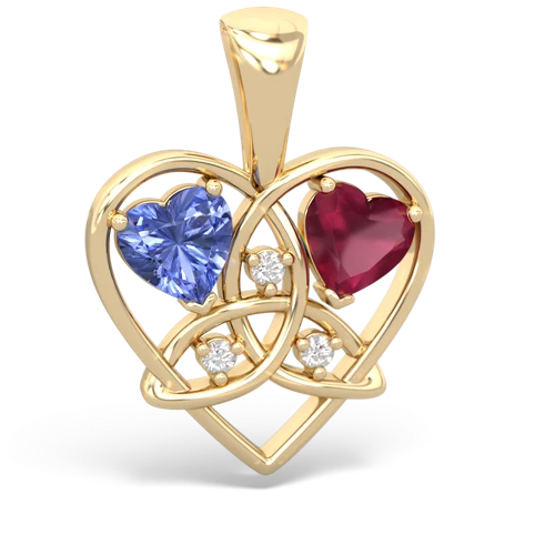 tanzanite-ruby celtic heart pendant