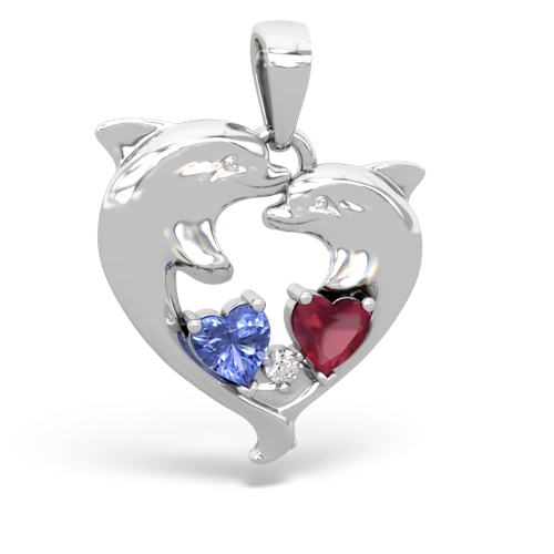 tanzanite-ruby dolphins pendant