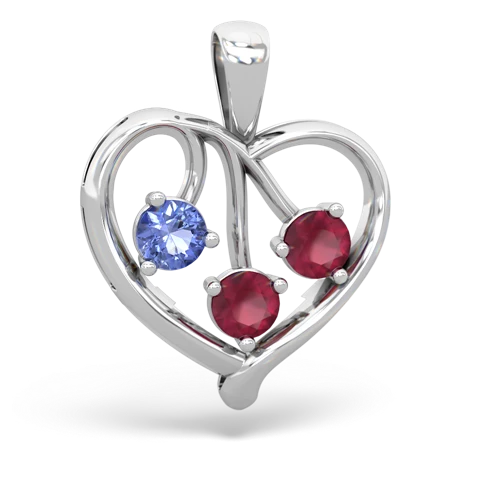 Tanzanite Genuine Tanzanite with Genuine Ruby and Lab Created Alexandrite Glowing Heart pendant Pendant