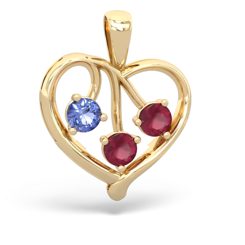 tanzanite-ruby love heart pendant