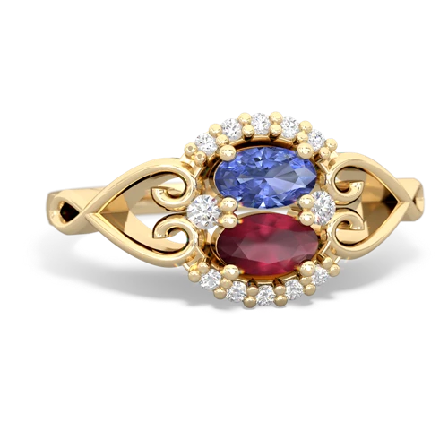 tanzanite-ruby antique keepsake ring