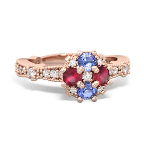 tanzanite-ruby art deco engagement ring