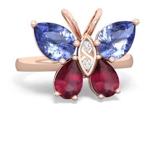 tanzanite-ruby butterfly ring