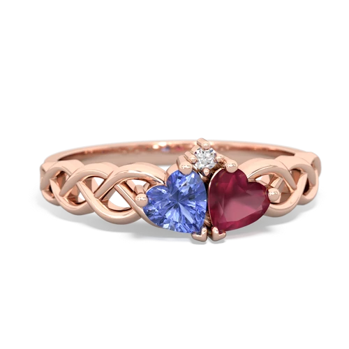 tanzanite-ruby celtic braid ring