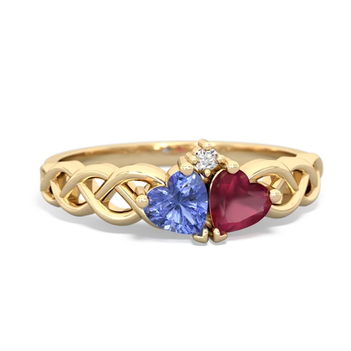 tanzanite-ruby celtic braid ring