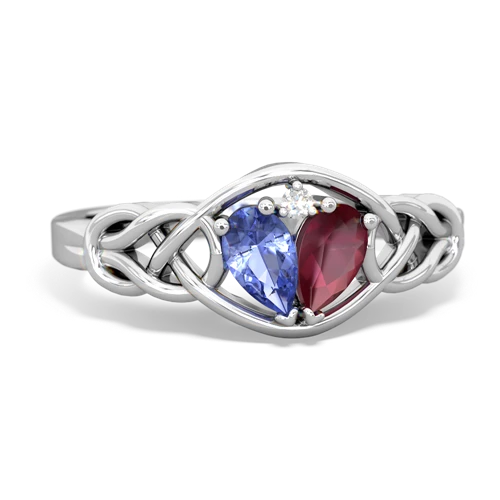 tanzanite-ruby celtic knot ring