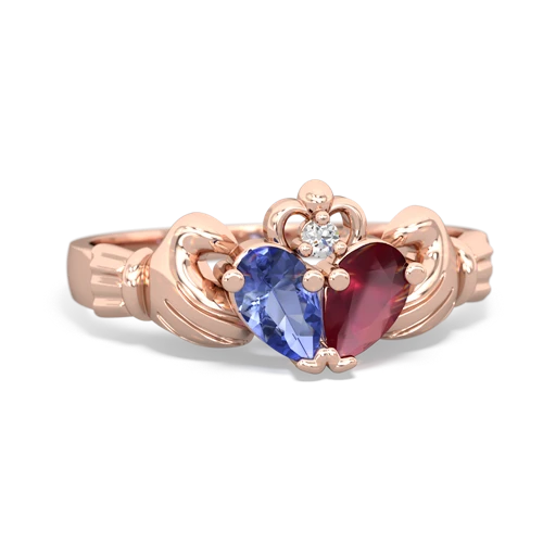 tanzanite-ruby claddagh ring