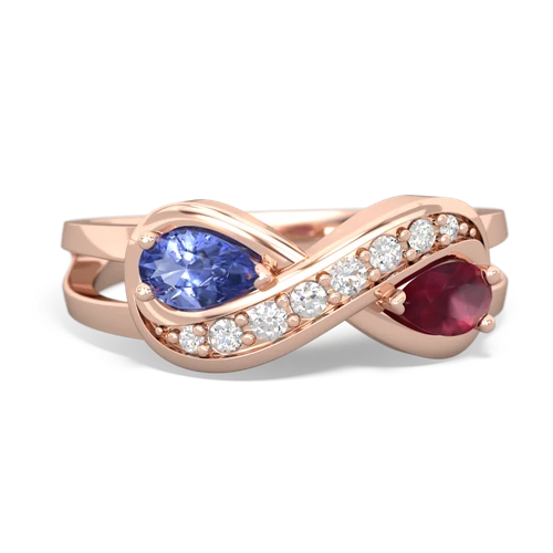 tanzanite-ruby diamond infinity ring