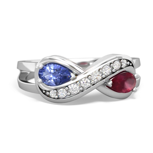 tanzanite-ruby diamond infinity ring