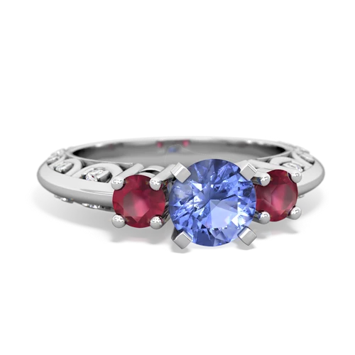 tanzanite-ruby engagement ring