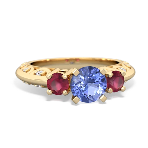 tanzanite-ruby engagement ring