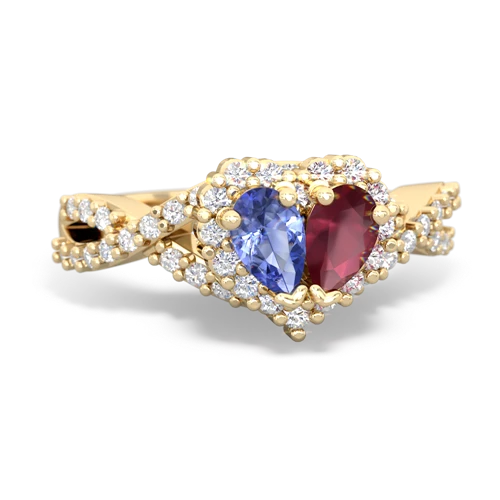 tanzanite-ruby engagement ring