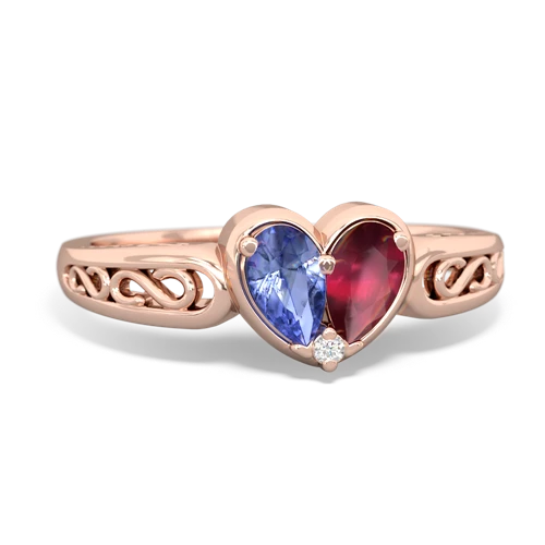 tanzanite-ruby filligree ring