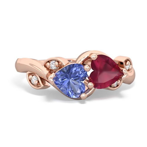 tanzanite-ruby floral keepsake ring