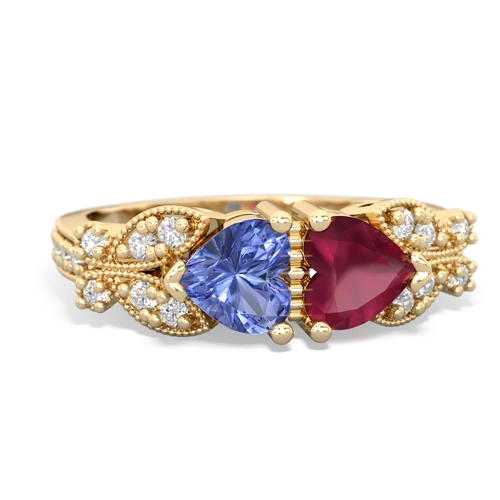 tanzanite-ruby keepsake butterfly ring