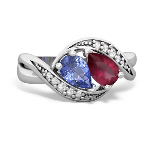 tanzanite-ruby keepsake curls ring