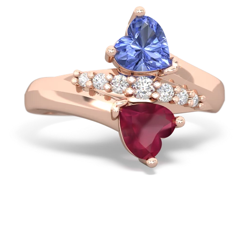tanzanite-ruby modern ring