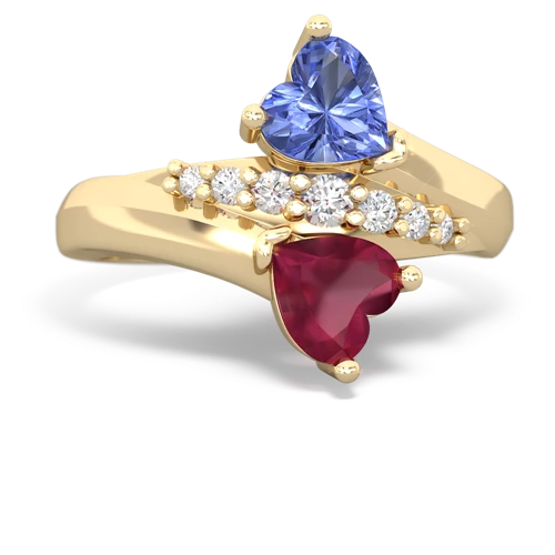 tanzanite-ruby modern ring