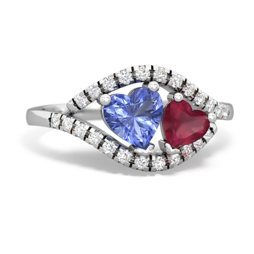 tanzanite-ruby mother child ring