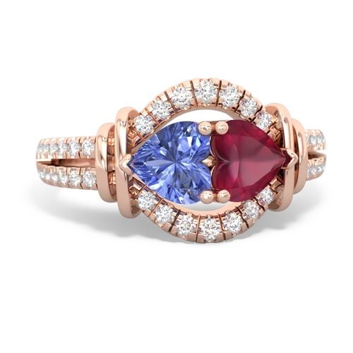 tanzanite-ruby pave keepsake ring