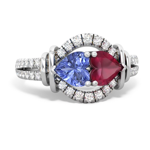 tanzanite-ruby pave keepsake ring