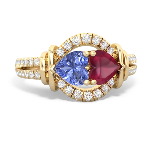 tanzanite-ruby pave keepsake ring