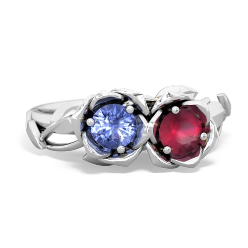 tanzanite-ruby roses ring