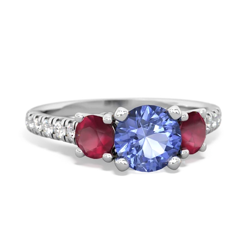 tanzanite-ruby trellis pave ring