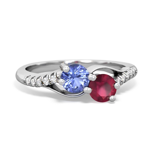 tanzanite-ruby two stone infinity ring