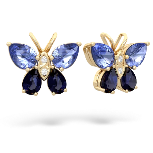 tanzanite-sapphire butterfly earrings