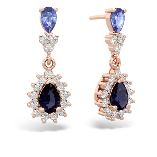 Tanzanite Genuine Tanzanite with Genuine Sapphire Halo Pear Dangle earrings Earrings
