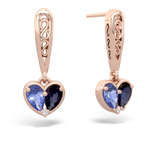 tanzanite-sapphire filligree earrings
