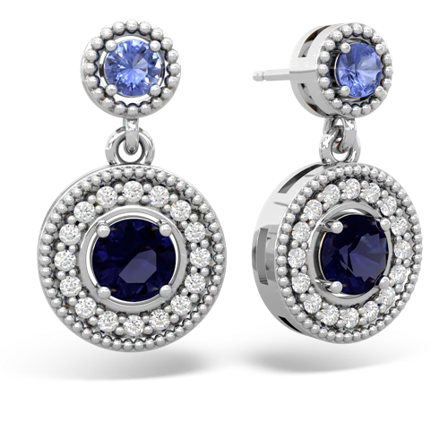 tanzanite-sapphire halo earrings