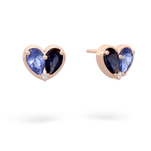 tanzanite-sapphire one heart earrings