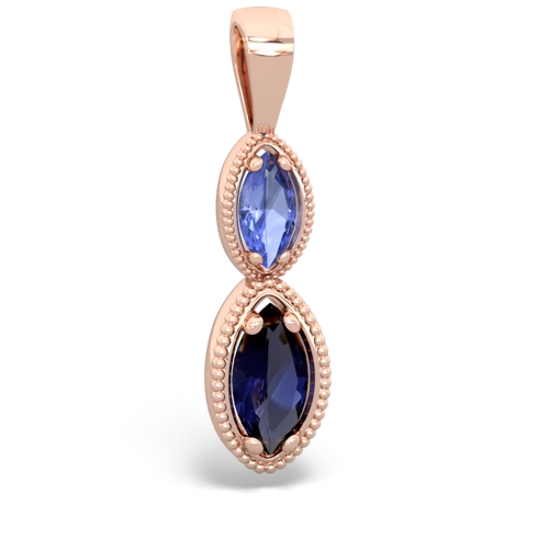 Tanzanite Genuine Tanzanite with Genuine Sapphire Antique-style Halo pendant Pendant