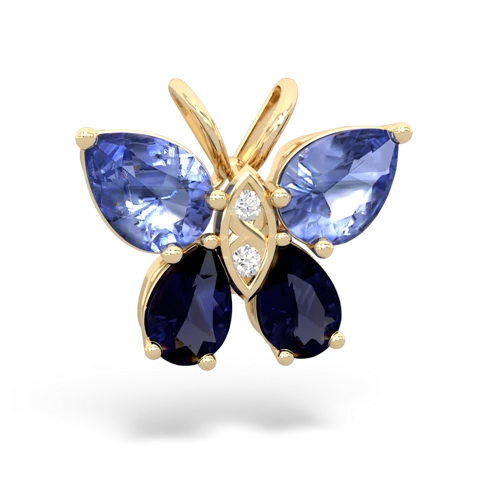 tanzanite-sapphire butterfly pendant