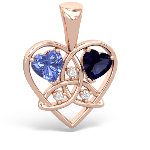 Tanzanite Genuine Tanzanite with Genuine Sapphire Celtic Trinity Heart pendant Pendant