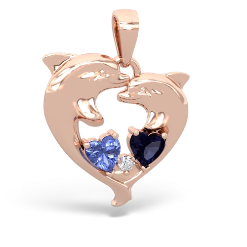 tanzanite-sapphire dolphins pendant