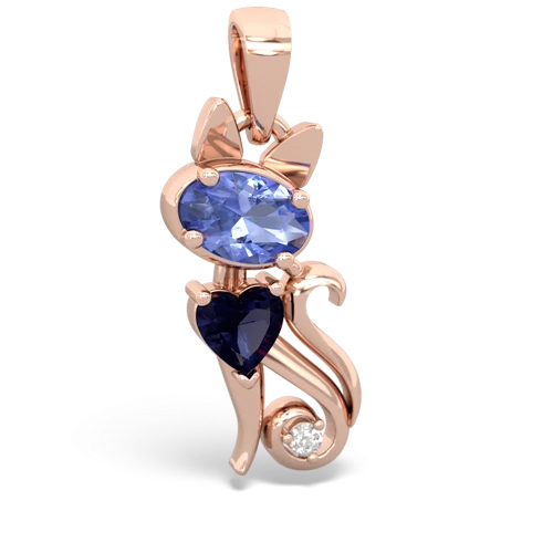 tanzanite-sapphire kitten pendant