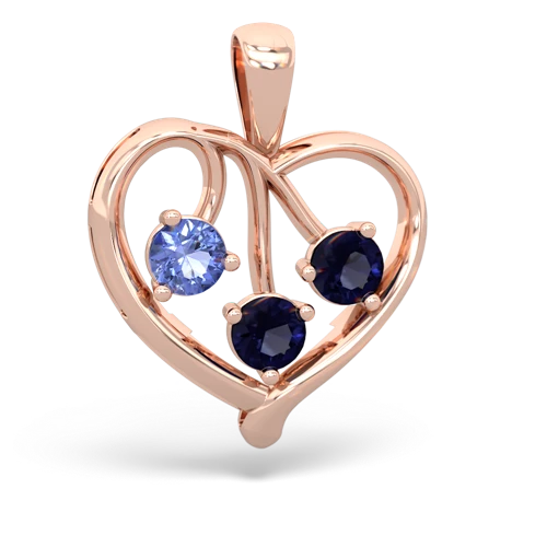 Tanzanite Genuine Tanzanite with Genuine Sapphire and  Glowing Heart pendant Pendant