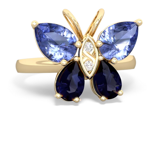 tanzanite-sapphire butterfly ring