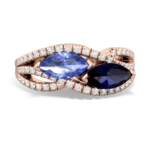 tanzanite-sapphire double heart ring