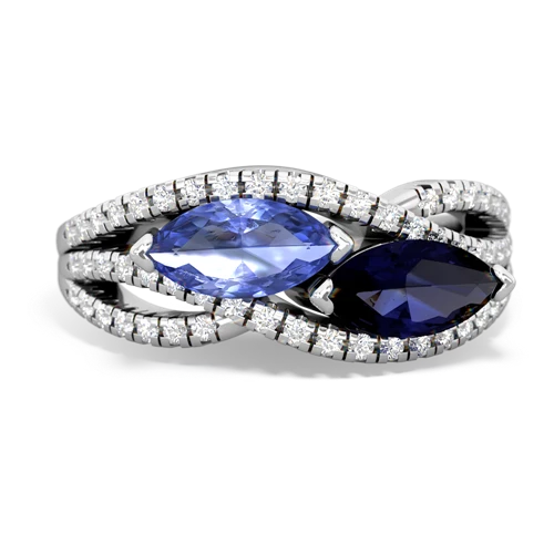 tanzanite-sapphire double heart ring
