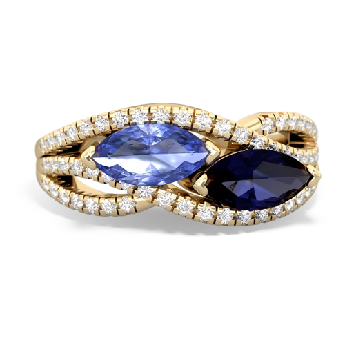 tanzanite-sapphire double heart ring