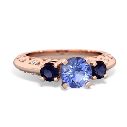 Tanzanite Genuine Tanzanite with Genuine Sapphire Art Deco ring Ring