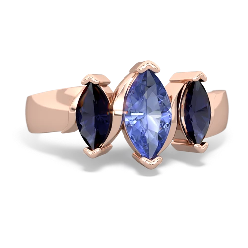 Tanzanite Genuine Tanzanite with Genuine Sapphire and Lab Created Alexandrite Three Peeks ring Ring