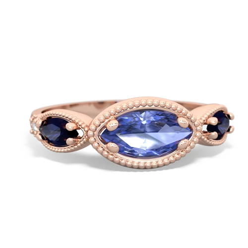 Tanzanite Genuine Tanzanite with Genuine Sapphire and  Antique Style Keepsake ring Ring
