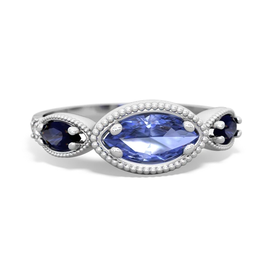 Tanzanite Genuine Tanzanite with Genuine Sapphire and Genuine Swiss Blue Topaz Antique Style Keepsake ring Ring