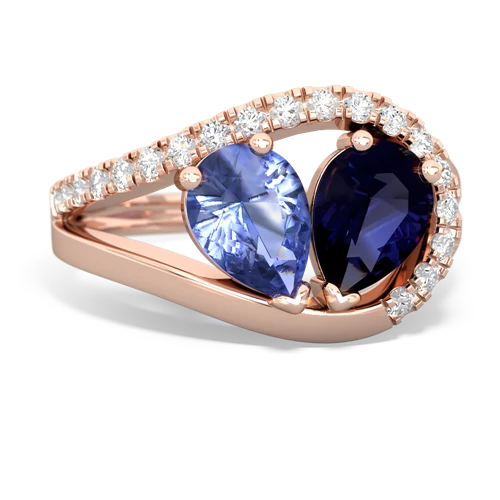 tanzanite-sapphire pave heart ring